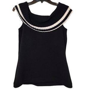 ST. John Sport Flutter Collar Sweater Vest Size P Black/White